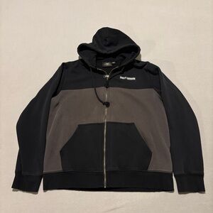 Harley Davidson Zip Up Hoodie Size Large Black Embroidery Y2K Biker Outdoor Fall